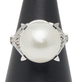 Pt900 プラチナ 白蝶真珠12.7mm ダイヤ0.06ct リング 指輪 レディース 12.5号 【中古】